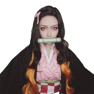 Nezuko Cosplay Wig Nezuko Kamado Wig Womens Anime Long Wavy Black Gradient Orange Cosplay Wig