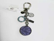 COACH紫寶石圓盤銀鍊鑰匙圈