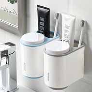 ECOCO Toothbrush Holder, Wall Mounted Toothbrush Cup (2 Cups Included)
