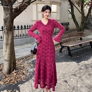 202512v New cut-out crew neck lace 7299 dress