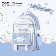 ZGO Sanrio Cinnamoroll. Cute Schoolbag For Girls. Large Capacity Backpack. Campus Leisure Girls Bag 