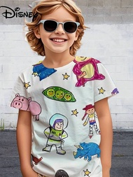 2026 Disney Summer Kids 3d T-shirt Short Sleeve Top Cartoon PixarToy Story Buzz Lightyear Printed Bo