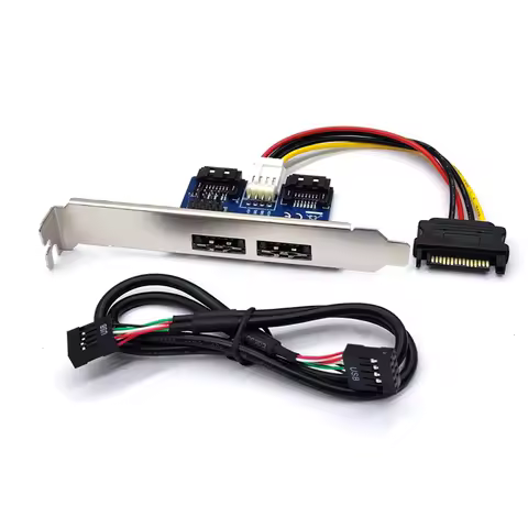 AB97-Desktop Computer Dual Port SATA To Power ESATA Esatap 9Pin To USB 2.0 Converter Expansion Rear 