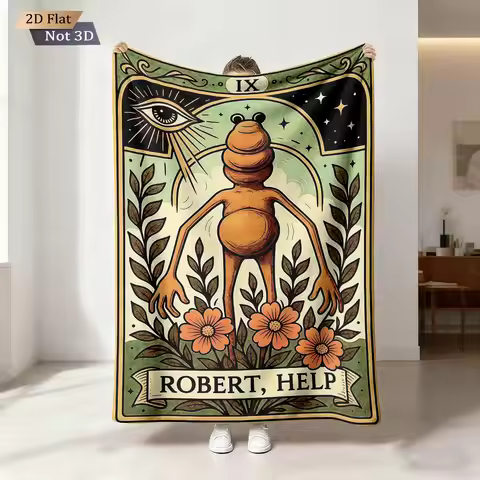 1 Piece Marcus The Worm Printed 230 Flannel Blanket Casual Cover Blanket, Available In Multiple Size