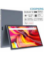 Coopers 10吋 Android 12平板電腦,rk3326s 4核心4gb (2gb+2gb擴展) Ram 32gb Rom,10.1吋平板電腦,fhd Ips觸控屏幕,2mp前置8mp後置攝像頭,type-c平板电脑重力感應器,6000mah大容量電池,黑色