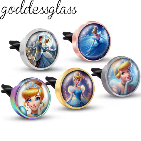 Princess Cinderella Pumpkin cart crystal shoe Photo Aromatherapy Car Decoration Clip Perfume Locket 