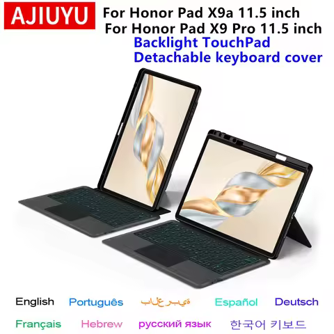 AJIUYU Magic Keyboard Case For Honor Pad X9a 2025 11.5 inch Tablet Smart Cover for Honor Pad X9a X9 