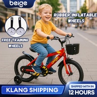 Beige Kids Bicycle Basikal Budak 12/16 Inch murah Baby Bike Rubber Auxiliary Wheels Learning Bike Ri