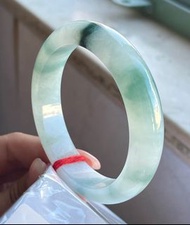 【有證書】冰果凍晴綠底 天然緬甸翡翠A貨手鐲(全陽光下拍攝)