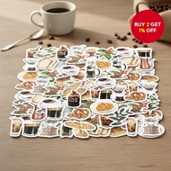 46PCS Creative Coffee and Delicious Food PVC Stickers Set for Student DIY Projects, Suitable for Pho
