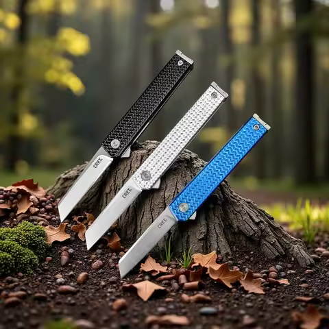 Folding EDC Camping Survival Mini Knife Tanto Blade 7083 Pocket Knife 8Cr13Mov Steel Blue Black Whit