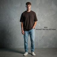 ROO  Plain Round Neck Pocket T-Shirt | 100 % Cotton | Men/Woman