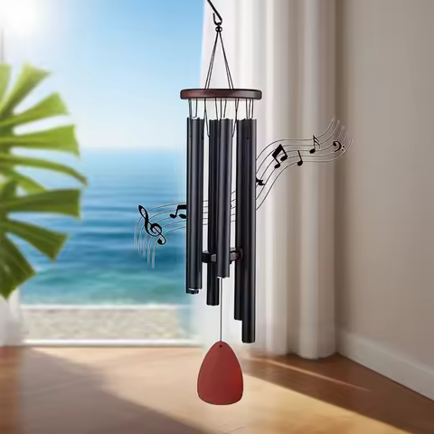 Classic 26 Inch Aluminum Pipe Wind Chimes With Wooden Hanging Tag Farmhouses Terraces Gardens Balcon