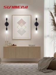 Sunmeiyi黑色雙頭壁燈鏡前燈,帶e27燈座,現代豪華風格,適用於走廊、更衣室、衣櫃 (不含燈泡)