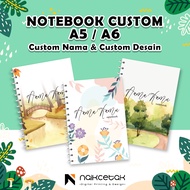 CUSTOM NOTEBOOK WITH NAME & DESIGN, A5 & A6 SIZE, AESTHETIC