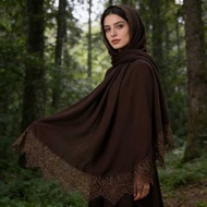 A167 Pearl Chiffon Stitching Hot Rhinestone Long Scarf Ethnic Style Head Scarf Head Scarf Gauze Head