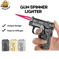 Windproof folding lighter fidget spinner toy adjustable flame jet butane refillable pocket gadget