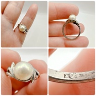 Real Silver Ring Decorated With Pearls Akoya Size 47 Second-Hand Japanese Product