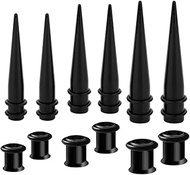 HEKEUOR 3 Pairs 1G 7mm + 0G 8mm + 9mm Steel Ear Screw Taper Tunnel Expander Stretching Kit Plugs Pie