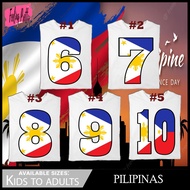 Pilipinas Number 6 7 8 9 10 Shirt Philippines Shirt for Kids to Adults Unisex