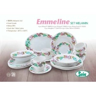 Peralatan Makan Set Motif Emmeline Melamin Awet Kuat Tebal Tahan Panas Premium Seiv By Onyx Set Terd