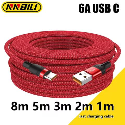 NNBILI Usb C Super Fast Charge Cable for Huawei 8M 5M 3M 2M 1M 6A Usb Type-C Equipment Cable for Sam