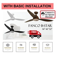 Fanco B-Star Ceiling Fan with 24W LED Light with Installation 36 / 46 / 52 inch BStar B Star