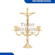 LILIN SMALL CHANDELIER SITTING CROSS 21 CM CATHOLIC CANDLE HOLDER/ PRAYER CANDLE/
