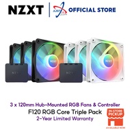 NZXT F120 RGB CORE TRIPLE PACK 3*120mm HUB-MOUNTED RGB FANS &amp; CONTROLLER (BLACK / WHITE)