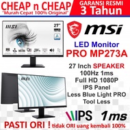 LAYAR LED MSI PRO MP273A 27 inch IPS FHD 100Hz 1Ms - 27' 27" 27 Inch 27 inch 27" 27' Screen Monitor