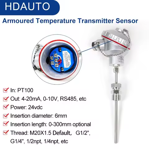 Armored thermocouple PT100 J K-type Temperature Transmitter M20X1.5 thermal resistance TC RTD Sensor