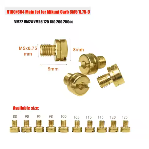 VM22 VM24 N100/604 Large Round Main Jet For Mikuni VM26 Molkt Carburetor Carburator Nozzle Main Jets