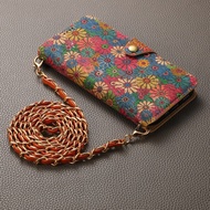 Retro Flower Flip Wallet Crossbody Lanyard Case For Samsung Galaxy S24 Ultra S23 Plus A22 A13 A54 A51 A32 5G Casing High-end Floral Leather Magnetic Card Holder Book Cover