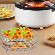 3 Pcs Air Fryer Accessories Stackable Air Fryer Basket Stainless Steel Round Air Fryer Rack Fits 4.2
