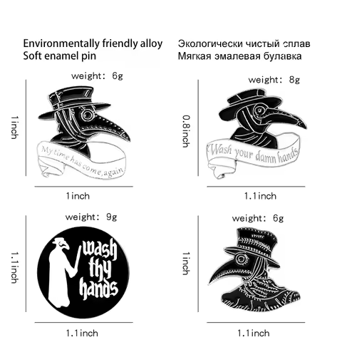 Plague Doctor Enamel Pin Custom Beak Face Brooches Cartoon Badge for Bag Lapel Pin Buckle Jewelry Gi