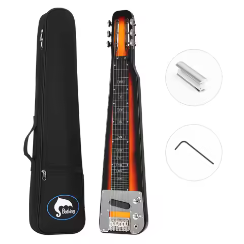 Lap Steel Guitar, Electric Slide Guitars , String Slotted Headstock Steel Guiter with Gigbag &Slide 