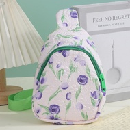Fashion Love Quilted Girls Chest Bag Embroidered Thread Casual Waist Bag Shoulder Bag Travel Sweet P