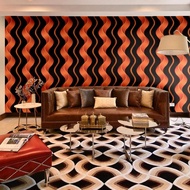 Wallpaper Sticker Dinding Ruang Tamu Motif Garis Wave 3D