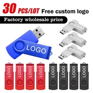(Free Custom Logo) 30Pcs USB 2.0 Metal rotation flash drive 128gb usb pen drive 64gb flash drive usb