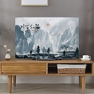 Chinese Ink Painting TV Dust Cover,42in 47in 55in Wall Mounted LED Curved Screen Anti Slip Cover Cloth Indoor Multipurpose Desktop LCD Screen TV Set(Size:32in(77x48cm),Color:B)