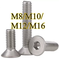 Hex CSK Socket Countersunk Flat Head Screw Bolt / 304 stainless steel   M8/M10/M12/M16 * L10-150mm【C