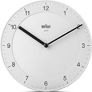 Braun Classic Analogue Wall Clock with Quiet Quartz Movement, Easy to Read, 20cm Diameter in White, 
