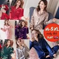 Ready Stock B004* BAJU TIDUR KAIN SATIN 1 SET MURAH SELESA DAN BERGAYA KAIN SEJUK BAJU TIDUR LENGAN PANJANG