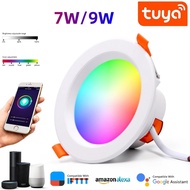 Tuya Smart LED Downlights Bluetooth APP Control Round Spot Light 7/9W RGBCCT Color Changing Recessed Led Spotlights for Ceiling