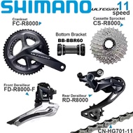 Shimano Ultegra R8000 Groupset 2X11 R8000จักรยานเสือหมอบความเร็วจานหน้า Derailleur สายพาน HG701ด้านหลังพร้อมชุด BBR60จักรยาน
