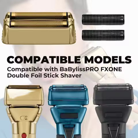 Shaver Replacement Foil and Cutter Head Blade Fit For BaBylissPRO FXONE Double Foil Stick Shaver,Gol