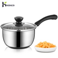 Konco 18cm 410 Stainless steel Small pot  Milk Soup Pot Korean style Pot Instant Noodle Pot Baby Food Pot  Gas induction Cook Kitchen Cookware