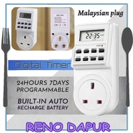 Electronic Digital Timer Switch Socket 24 Hours 7 Days Programmable Cyclic Malaysia Plug Kitchen Tim