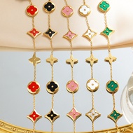 Fashion Four-Leaf Clover Flower Titanium Steel Bracelet High-End Feeling 18K Real Gold Simple Stainl