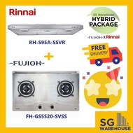 FUJIOH X RINNAI COMBO [FH-GS5520VSS Fujioh S/S Cooker Hob GS5520 5520 5520SVSS and RH-S95A-SSVR Rinnai Slim Hood]